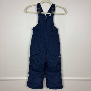 Lands End Kids Squall Snow Bib Size 4 Unisex Navy Blue Waterproof Insulated Iron